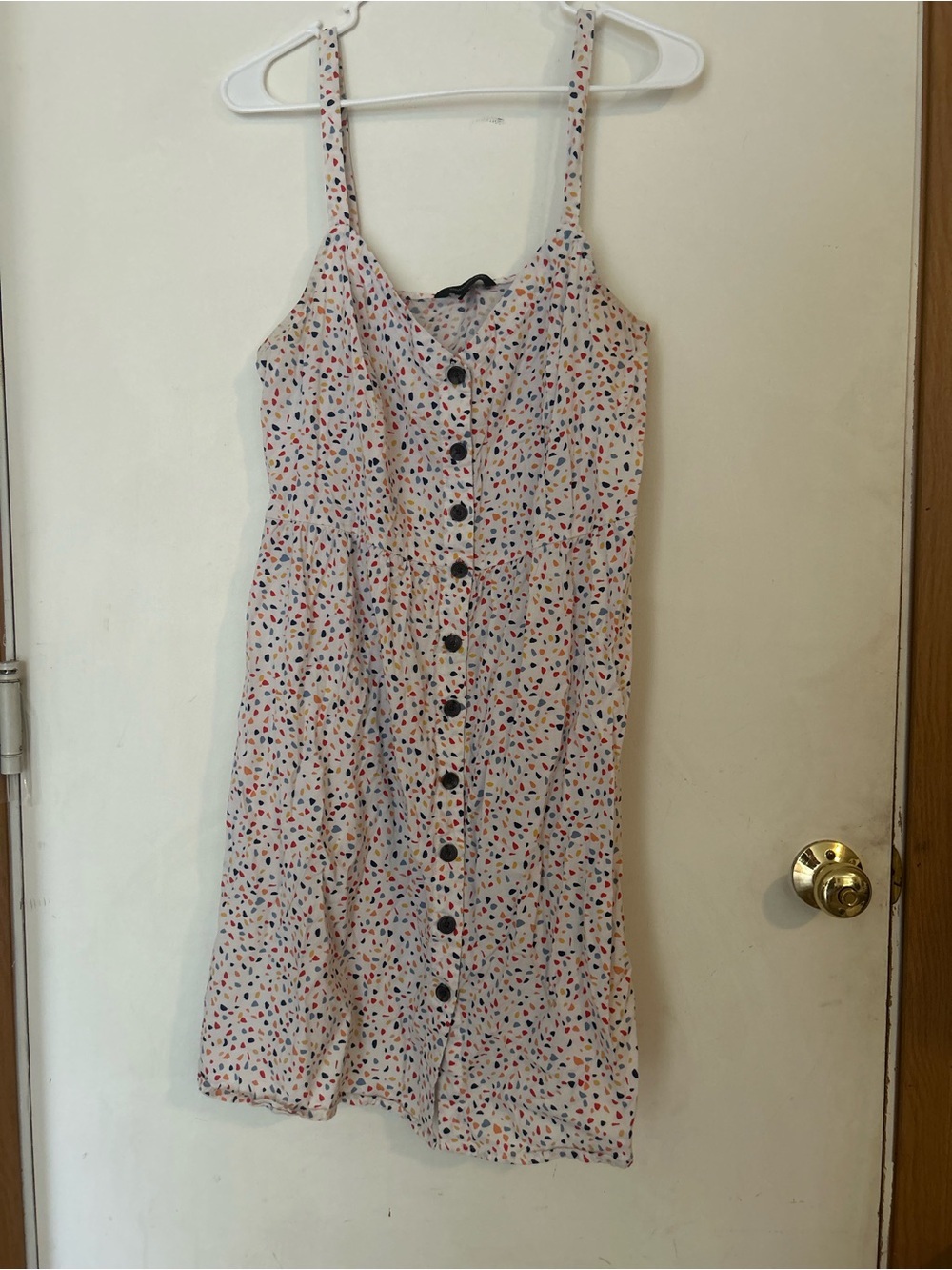 Banana Republic Large White Button-Front Dress with Multicolor
